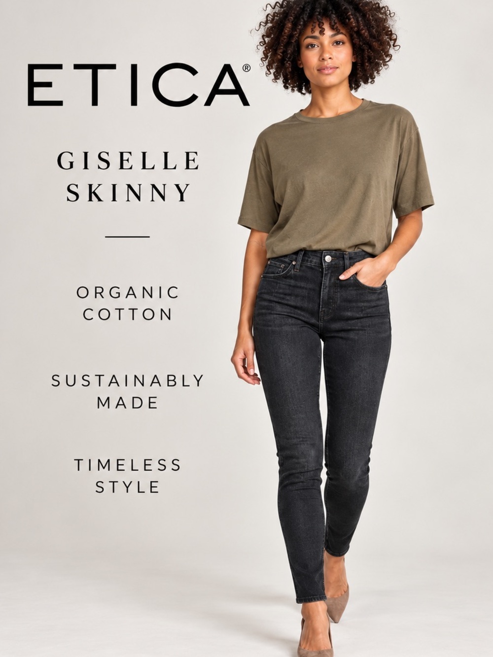 Etica Giselle Black Creek Mid Rise Skinny Size 28 Organic Cotton NWT